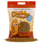 Chubby Dried Mealworms 1kg front of pack showing resealable bag with window displaying golden-brown mealworms